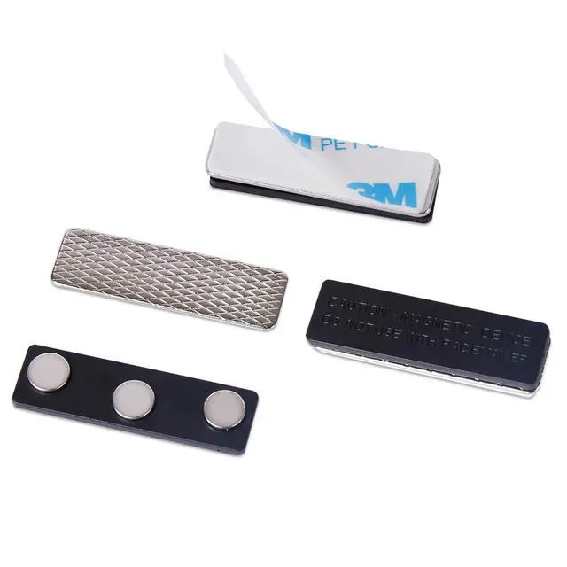 Alt view image 6 of 7 - 100 Pack Name Badge Magnets, Magnetic Name Badge Holders, Name Tag Magnet Backs with 3 Powerful Neodymium Magnets and 3M Adhesive Front Plate