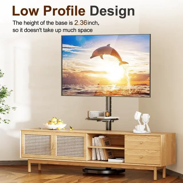 Alt view image 7 of 7 - Rolling TV Stand with Wheels for 10-46 Inch TVs, 88 lbs, Black | Portrait or Landscape, Height Adjustmen Mobile TV Cart, ±10° Tilt and 90°Rotating, Storage shelf, Max Vesa 200x200mm