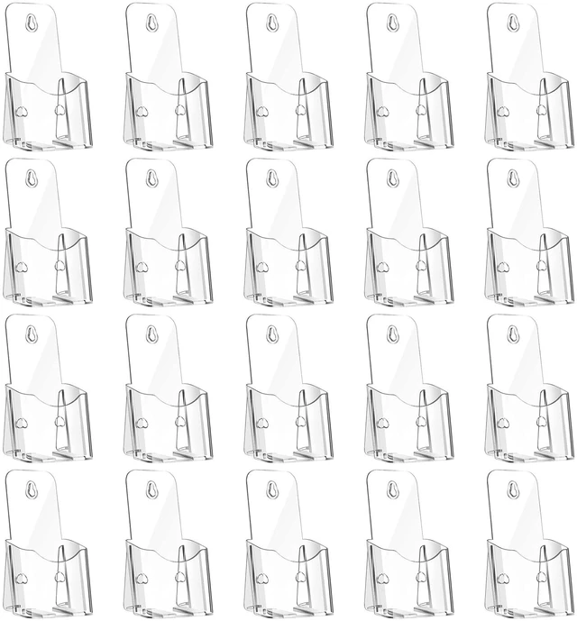 Main image of 20 Pcs Acrylic Brochure Holder 4x7.9 Inch Brochure Display Stand Clear Literature Holder with Hanging Hole, Desktop Storage for Brochure, Magazine, Map, Booklets, Leaflet, transparent