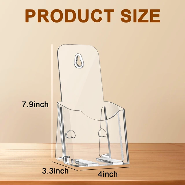 Alt view image 2 of 7 - 20 Pcs Acrylic Brochure Holder 4x7.9 Inch Brochure Display Stand Clear Literature Holder with Hanging Hole, Desktop Storage for Brochure, Magazine, Map, Booklets, Leaflet, transparent