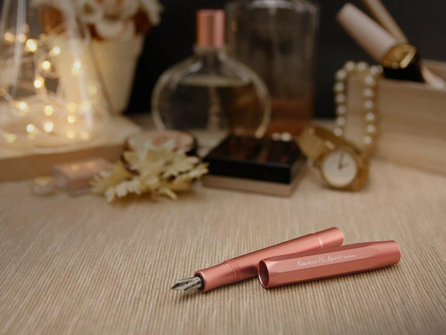 Alt view image 5 of 7 - AL Sport Fountain Pen Rose Gold, Fine Nib Sport Octagonal Clip Chrome