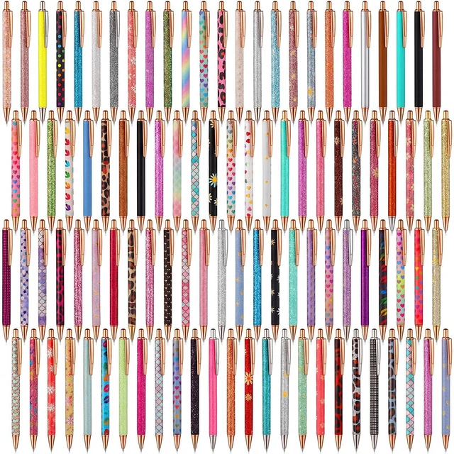 Main image of 100 Pcs Fancy Metal Glitter Pens for Women, Sparkly Ballpoint Pens, Shiny Journaling Pen, Black Ink Pen Medium Point 1.0 mm for Women Girls Birthday Gifts Office Supplies (Fashion Style)