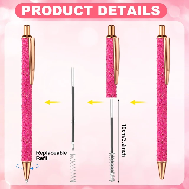 Alt view image 5 of 7 - 100 Pcs Fancy Metal Glitter Pens for Women, Sparkly Ballpoint Pens, Shiny Journaling Pen, Black Ink Pen Medium Point 1.0 mm for Women Girls Birthday Gifts Office Supplies (Fashion Style)