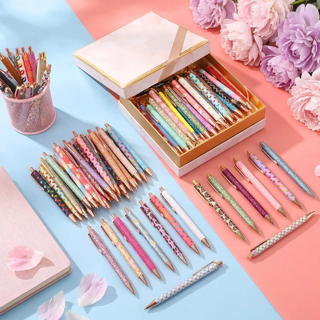 Alt view image 7 of 7 - 100 Pcs Fancy Metal Glitter Pens for Women, Sparkly Ballpoint Pens, Shiny Journaling Pen, Black Ink Pen Medium Point 1.0 mm for Women Girls Birthday Gifts Office Supplies (Fashion Style)
