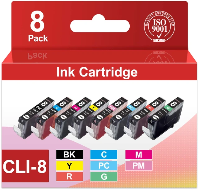 Main image of CLI-8 Ink Cartridges Replacement for Canon CLI8 CLI 8 Ink Work with Pro9000 Pro9000 Mark II Pro9000 Pro 9000 Printers 8-Pack