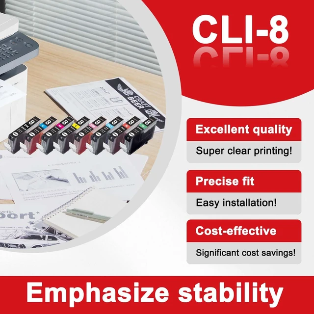 Alt view image 4 of 7 - CLI-8 Ink Cartridges Replacement for Canon CLI8 CLI 8 Ink Work with Pro9000 Pro9000 Mark II Pro9000 Pro 9000 Printers 8-Pack