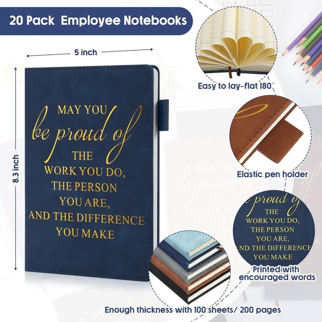 Alt view image 2 of 7 - 20 Pcs Team Appreciation Gifts Bulk A5 Leather Notebooks, Classic Motivational Notebooks Bulk, Thank You Gifts for Coworkers Volunteers Teachers, Christmas Employee Appreciation Gifts