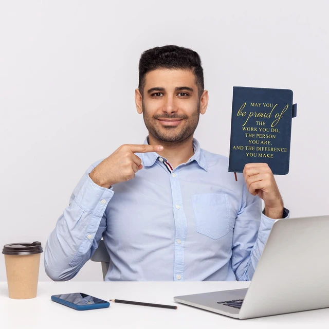 Alt view image 6 of 7 - 20 Pcs Team Appreciation Gifts Bulk A5 Leather Notebooks, Classic Motivational Notebooks Bulk, Thank You Gifts for Coworkers Volunteers Teachers, Christmas Employee Appreciation Gifts