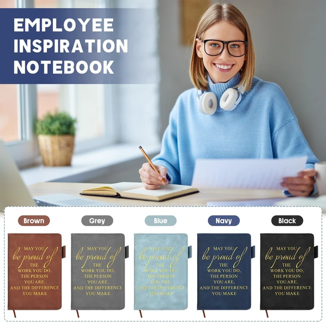 Alt view image 5 of 7 - 20 Pcs Team Appreciation Gifts Bulk A5 Leather Notebooks, Classic Motivational Notebooks Bulk, Thank You Gifts for Coworkers Volunteers Teachers, Christmas Employee Appreciation Gifts