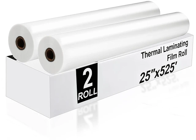 Main image of 2 Pack Thermal Laminating Film Roll, 1" Core, 1.5 Mil Clear Laminate Rolls, 25" x 525', School Lamination