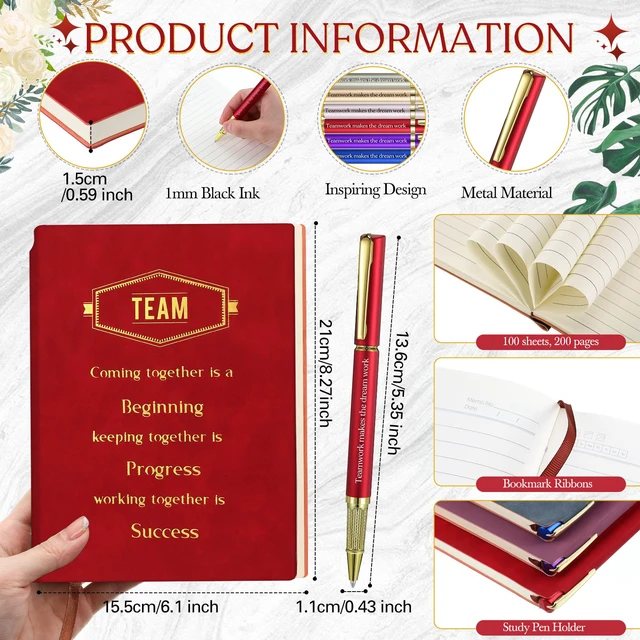 Alt view image 4 of 7 - 12 Sets Team Appreciation Gifts for Employee Bulk A5 Leather Notebook Canvas Tote Bags Keychain Ballpoint Pens Thank You Appreciation Gifts for Coworkers Staff Teacher Nurse(Multicolor)