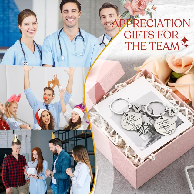 Alt view image 6 of 7 - 12 Sets Team Appreciation Gifts for Employee Bulk A5 Leather Notebook Canvas Tote Bags Keychain Ballpoint Pens Thank You Appreciation Gifts for Coworkers Staff Teacher Nurse(Multicolor)