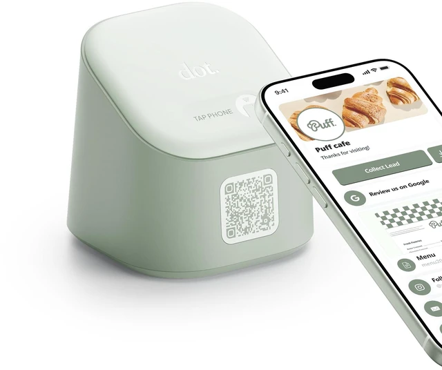 Main image of Display - NFC Tap & QR Code Stand - for Events, Reviews, Restaurants, Menus, Salons, Retail & Front Desks (Green)