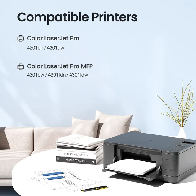 Alt view image 2 of 6 - 210A Toner Cartridges 4 Pack for HP 210X 210 4301fdw 4201dn W2100X W2100A Compatible for HP210A for HP Color LaserJet Pro MFP 4301fdn 4201dw 4301 4201 Printer Ink Black Cyan Yellow Magenta with Chip