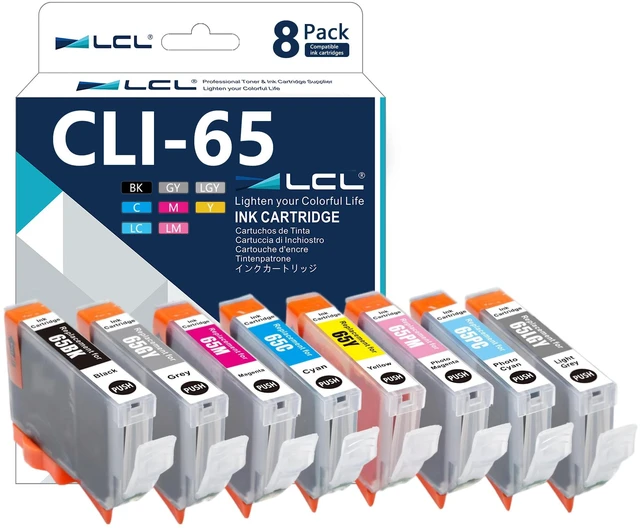 Main image of CLI-65 CLI65 Ink Cartridges Compatible with Canon CLI65 CLI 65 Ink Cartridge Combo Pack for PIXMA PRO-200 PRO-200S Printer (1BK, 1C, 1M, 1Y, 1PM, 1PC, 1GY, 1LGY, 8 Pack)