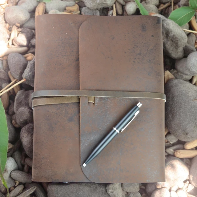 Alt view image 4 of 6 - Everest Explorer Heritage Leather Journal, Extra Large Deluxe vintage 8x10" leather-bound notebook, heavyweight tree-free lokta paper, writer gift made in the Himalayas of Nepal