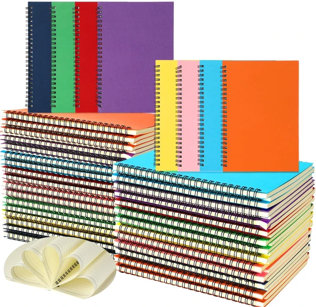 Main image of 60 Pack Spiral Notebooks Bulk, Wide Ruled 50 Sheets, 8.5 x 5.5 Inch Small Multi Subject Spiral Notebook for School, 100 Pages, Multicolor Journals for Classroom, Note Taking, Students, Teachers