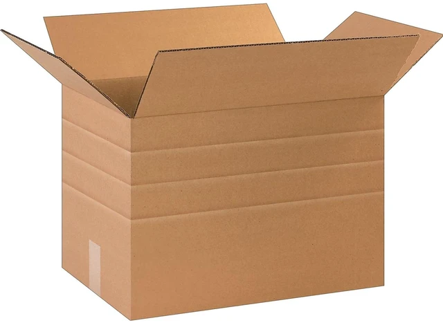 Main image of Mult-Depth Shipping Boxes 17 1/4"L x 11 1/4"W x 12"H 25-Pack - Corrugated Cardboard for Moving, Mailing, Packing, Packaging and Storage