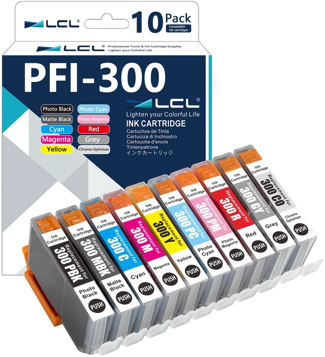 Main image of PFI-300 Ink Cartridge Pigment 10 Packs Replacement for Canon PFI-300 PFI300 PFI 300 Ink for imagePROGRAF PRO-300 Printers