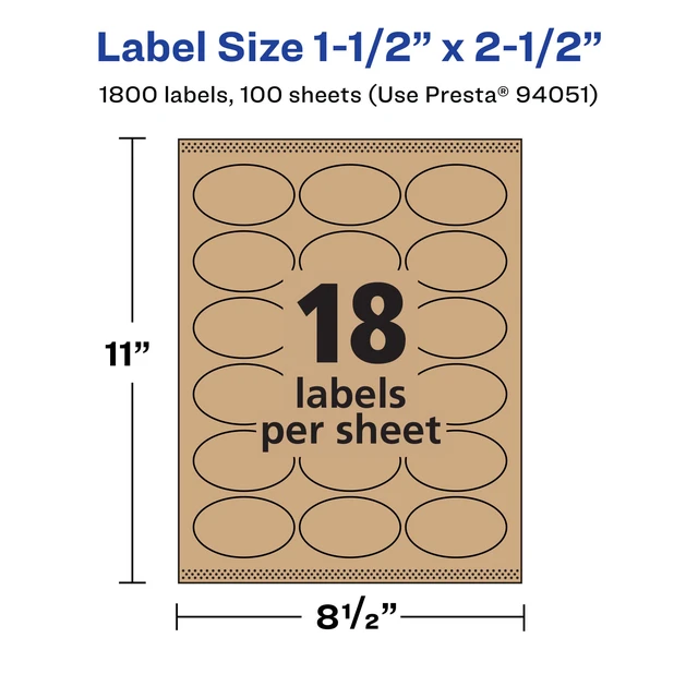Alt view image 5 of 6 - ® Kraft Brown Oval Labels, Sure Feed® Technology, 1.5" x 2.5", 1,800 Kraft Brown Labels, Laser/Inkjet Printable