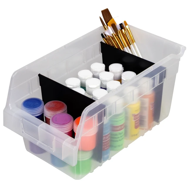 Alt view image 6 of 7 - 30090 Plastic Nesting ShelfMax Storage Bin Box, (12-Inch x 6-Inch x 6-Inch), Clear, (10-Pack)
