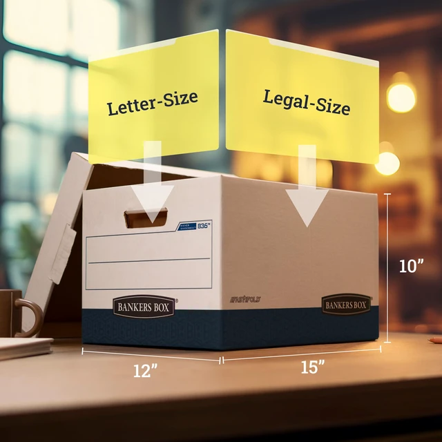 Alt view image 2 of 7 - 12 Pack R-Kive DIVIDERBOX Heavy-Duty File Storage Boxes with Dividers, FastFold, Lift-Off Lid, Letter, White/Blue