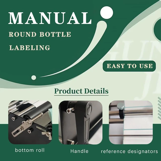 Alt view image 3 of 7 - Manual Round Bottle Labeling Machine Beer Cans Wine Adhesive Sticker Labeler Label Dispenser Machine Packing Machine