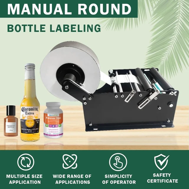 Alt view image 6 of 7 - Manual Round Bottle Labeling Machine Beer Cans Wine Adhesive Sticker Labeler Label Dispenser Machine Packing Machine
