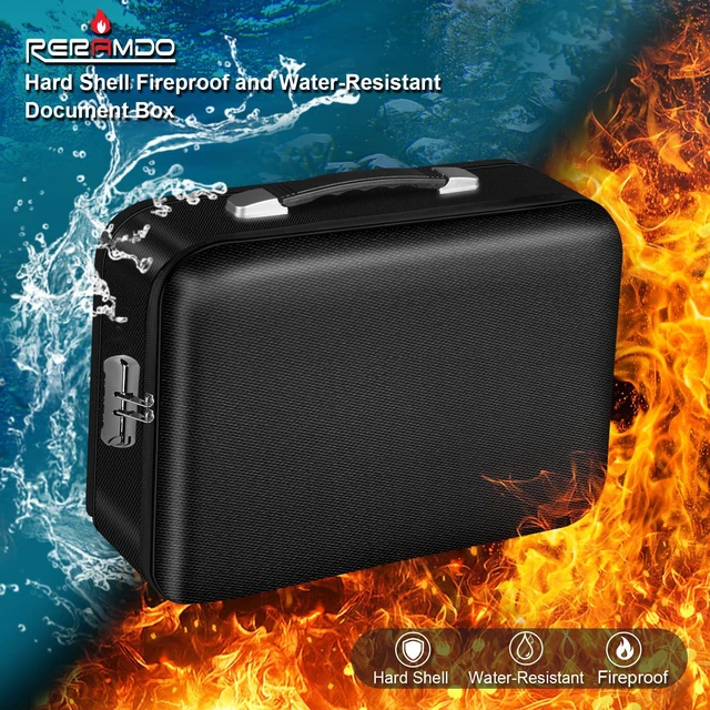 Alt view image 2 of 7 - Fireproof Document Box, 15" x 11" x 5", Black Hard Shell Document Organizer, with Lock, Fireproof & Water-Resistant, Portable Documents Safe Box, fits Home and Office