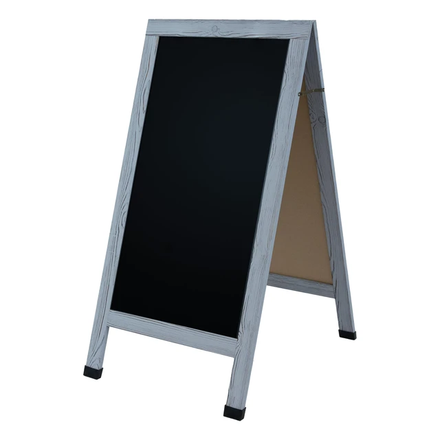 Alt view image 5 of 6 - Magnetic A-Frame Chalkboard Sign - 48- x 24-Inch - Graywashed Chalk Sandwich Board Sidewalk Sign - Indoor and Outdoor Use - 4 Pieces of Chalk - For Weddings, Events, or Everyday Displays