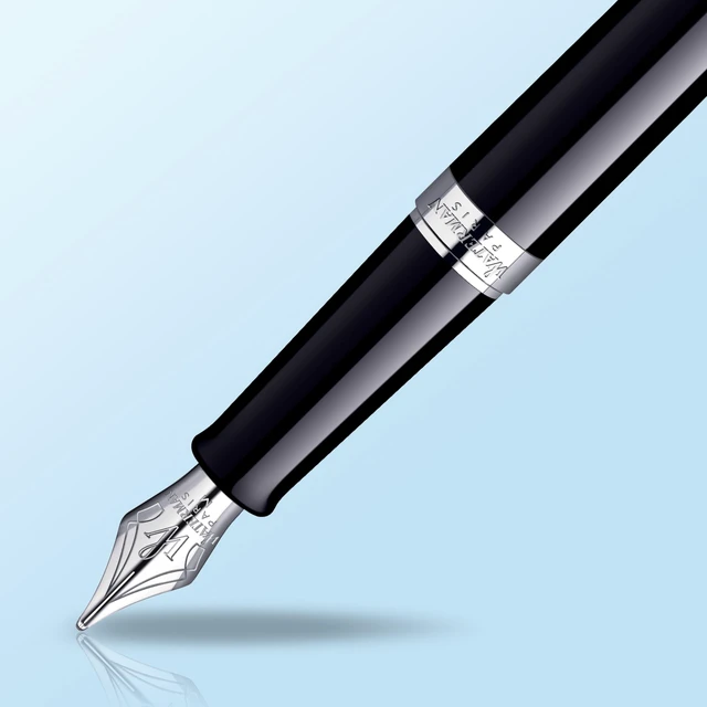 Alt view image 4 of 7 - Hémisphère Fountain Pen, Gloss Black with Chrome Trim, Medium Nib with Black Ink Cartridge, Gift Box