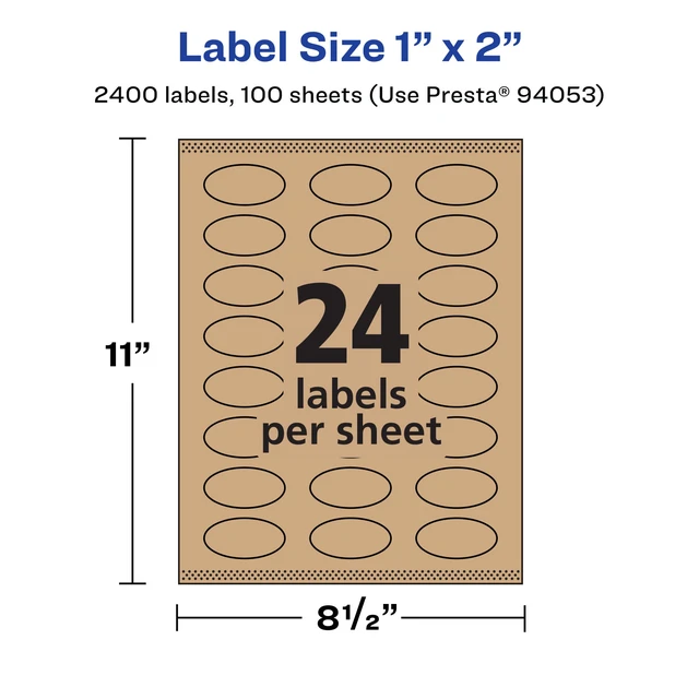 Alt view image 5 of 6 - ® Kraft Brown Oval Labels, Sure Feed® Technology, 1" x 2", 2,400 Kraft Brown Labels, Print-to-The-Edge, Laser/Inkjet Printable
