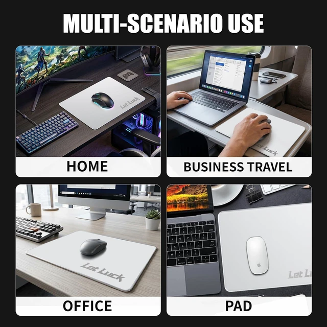 Alt view image 3 of 7 - Glass Gaming Mouse Pad,Ultra-Smooth Micro-Etched Surface 15.7"x11.8", Professional Esport Tempered Glass, Non-Slip Silicone Base, Equipped with Gaming Arm Sleeve and Portable Bag