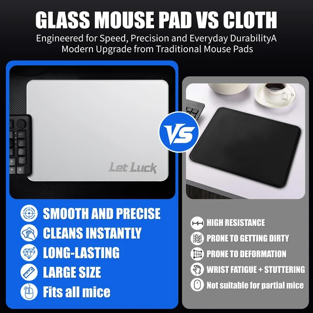 Alt view image 4 of 7 - Glass Gaming Mouse Pad,Ultra-Smooth Micro-Etched Surface 15.7"x11.8", Professional Esport Tempered Glass, Non-Slip Silicone Base, Equipped with Gaming Arm Sleeve and Portable Bag
