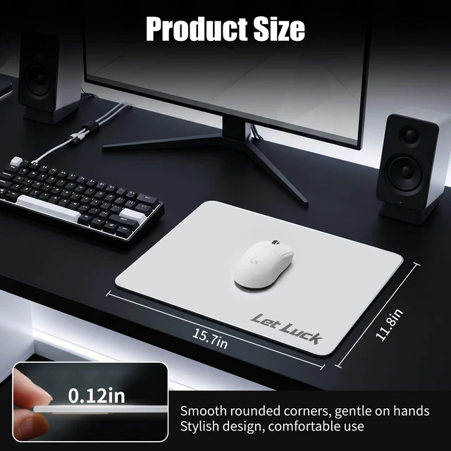 Alt view image 6 of 7 - Glass Gaming Mouse Pad,Ultra-Smooth Micro-Etched Surface 15.7"x11.8", Professional Esport Tempered Glass, Non-Slip Silicone Base, Equipped with Gaming Arm Sleeve and Portable Bag