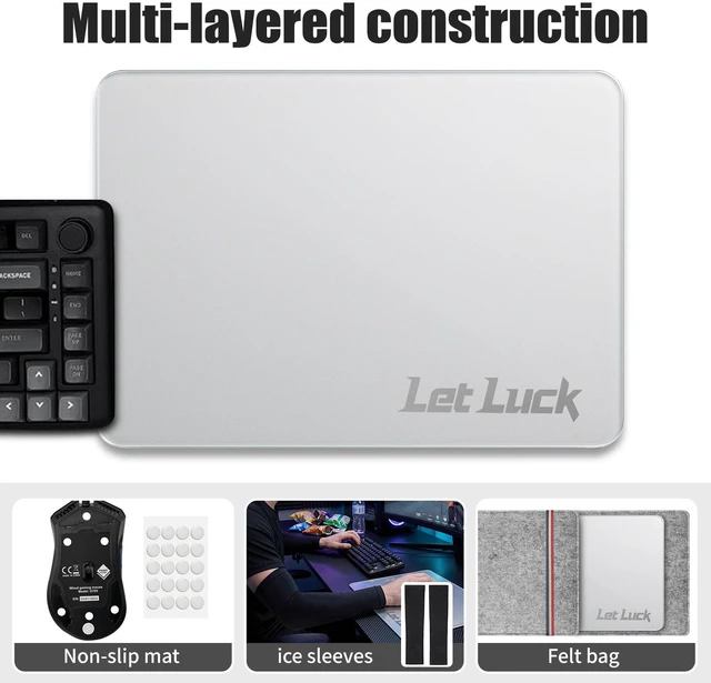 Alt view image 7 of 7 - Glass Gaming Mouse Pad,Ultra-Smooth Micro-Etched Surface 15.7"x11.8", Professional Esport Tempered Glass, Non-Slip Silicone Base, Equipped with Gaming Arm Sleeve and Portable Bag