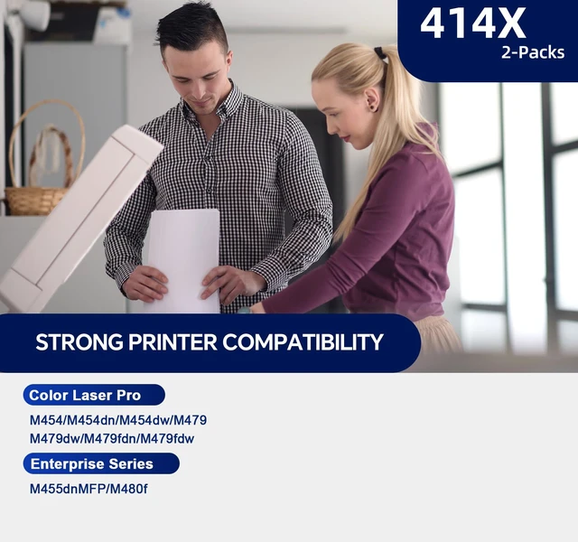 Alt view image 3 of 5 - 414X High Yield Black Toner Cartridge with chip Compatible Replacement for HP 414X/414A/414/W2020X Toner with Color LaserJet Pro MFP M479fdw M479fdn M454dn M454dw M455dn Printer Ink 414X 2 Black