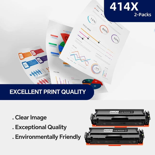 Alt view image 5 of 5 - 414X High Yield Black Toner Cartridge with chip Compatible Replacement for HP 414X/414A/414/W2020X Toner with Color LaserJet Pro MFP M479fdw M479fdn M454dn M454dw M455dn Printer Ink 414X 2 Black
