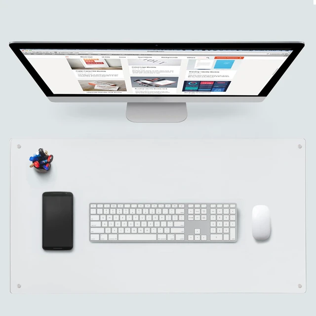 Main image of Glass Mousepad Desk Mat 36" x 20" Tempered Desk Protector Pad for Desktop Desk Cover for Wooden Craft Vanity Desk Topper, 4MM, Extra Large