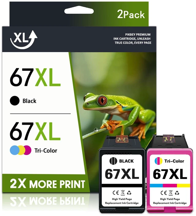 Main image of 67XL Ink Cartridges Black Color Combo Pack Replacement for HP Ink 67 67XL Ink for Envy 6000e 6400e 6055e 6052e 6065e 6458e Deskjet 2827e 2700e 2755e 4152e 4255e 2855e Printer (2-Pack)