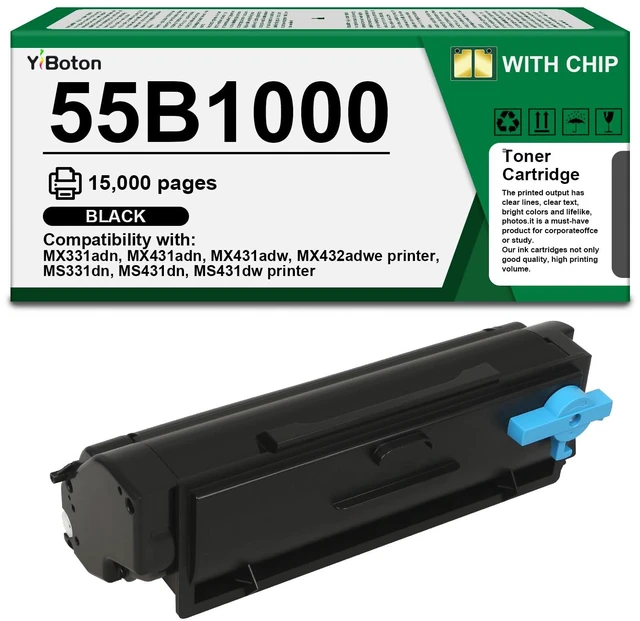Main image of High Yield 55B1000 Black Toner Cartridge Compatible with Lexmark 55B1000 55B1H00 Toner Cartridge for MS331dn MS431dn MS431dw MX331adn MX431adn MX431adw MX432adwe Laser Printer(3,000 Pages)