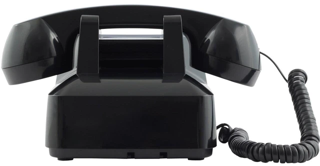 Alt view image 3 of 7 - PushMeFon Cable Push Button Landline Phone, Black Non electric vintage dialing for wired connections. Retro home, office or hallway, with a real metal bell