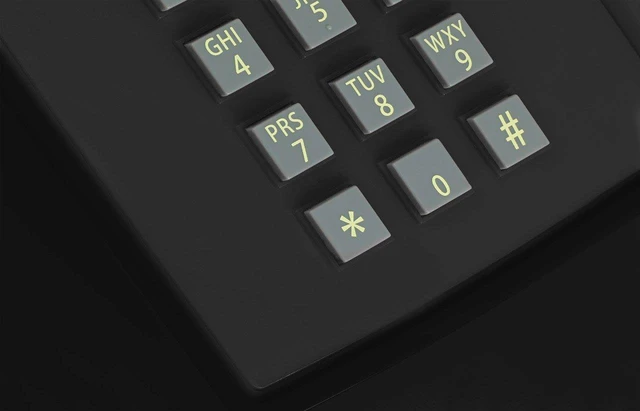 Alt view image 4 of 7 - PushMeFon Cable Push Button Landline Phone, Black Non electric vintage dialing for wired connections. Retro home, office or hallway, with a real metal bell