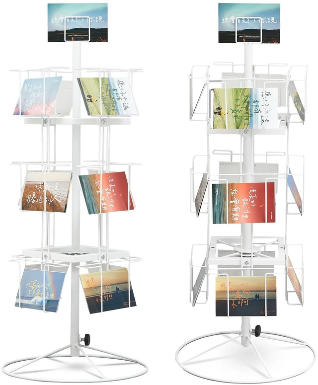 Main image of 2 Pcs 12 Pocket 3 Tier Metal Rotating Card Display Stand for 5"x7" Cards Rotating Countertop Greeting Card Rack Spinning Postcard Greeting Card Holder for Grocery Stores Retail Floor Showcase