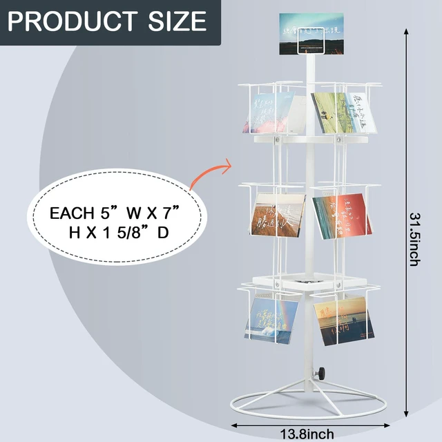 Alt view image 4 of 7 - 2 Pcs 12 Pocket 3 Tier Metal Rotating Card Display Stand for 5"x7" Cards Rotating Countertop Greeting Card Rack Spinning Postcard Greeting Card Holder for Grocery Stores Retail Floor Showcase