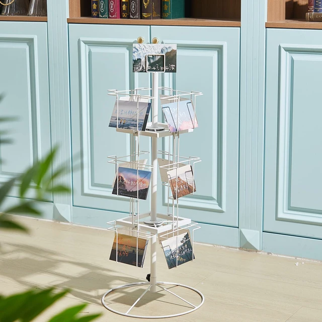 Alt view image 7 of 7 - 2 Pcs 12 Pocket 3 Tier Metal Rotating Card Display Stand for 5"x7" Cards Rotating Countertop Greeting Card Rack Spinning Postcard Greeting Card Holder for Grocery Stores Retail Floor Showcase