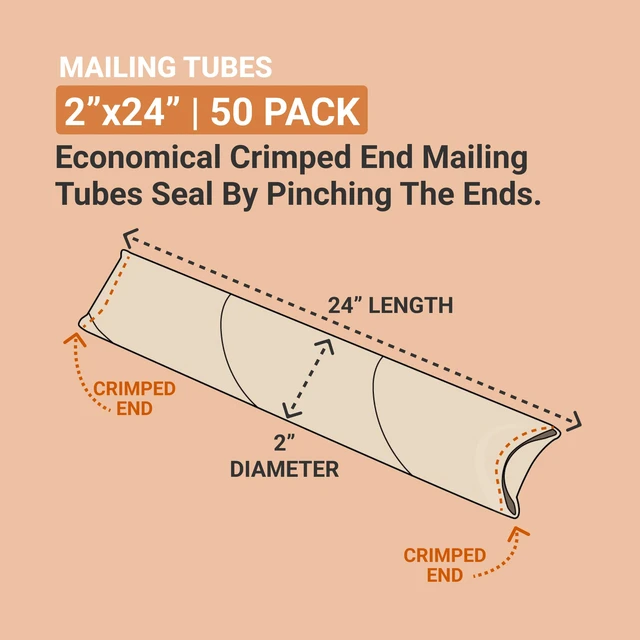 Alt view image 2 of 4 - Cardboard Tubes 24x2x2 with Foldable Ends, 50-Pack Cardboard Tubes 24"L x 2"W x 2"H with Foldable Ends for Posters, Blueprints, Artwork & Storage, 50-Pack