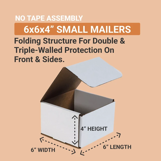 Alt view image 2 of 6 - Shipping Boxes Small 6"L x 6"W x 4"H 50-Pack - Corrugated Cardboard for Moving, Mailing, Packing, Packaging and Storage