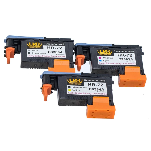 Alt view image 2 of 7 - Remanufactured HP72 printheads C9380A C9383A C9384A New Updated Chips Replacement for HP Designjet T610 T620 T770 T790 T1100 T1120 1200 T1300 T2300 (1MK/Y+1C/M+1PK/G)- 1 Set 3PK -US
