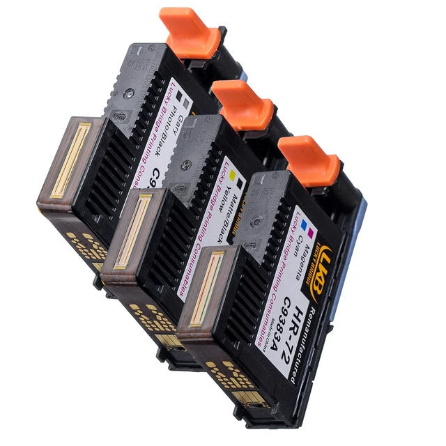 Alt view image 7 of 7 - Remanufactured HP72 printheads C9380A C9383A C9384A New Updated Chips Replacement for HP Designjet T610 T620 T770 T790 T1100 T1120 1200 T1300 T2300 (1MK/Y+1C/M+1PK/G)- 1 Set 3PK -US